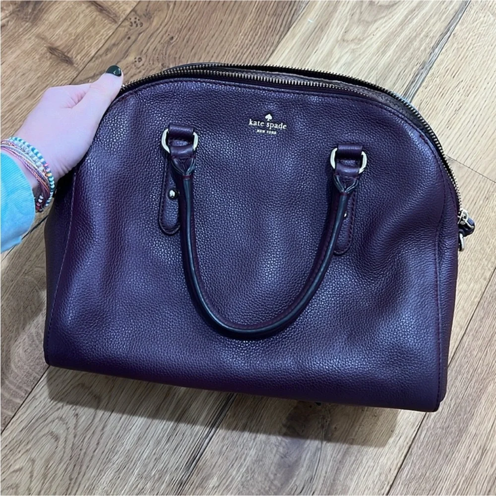 Kate Spade Merlot Colored Pebbled Leather Satchel - Picture 2 of 6